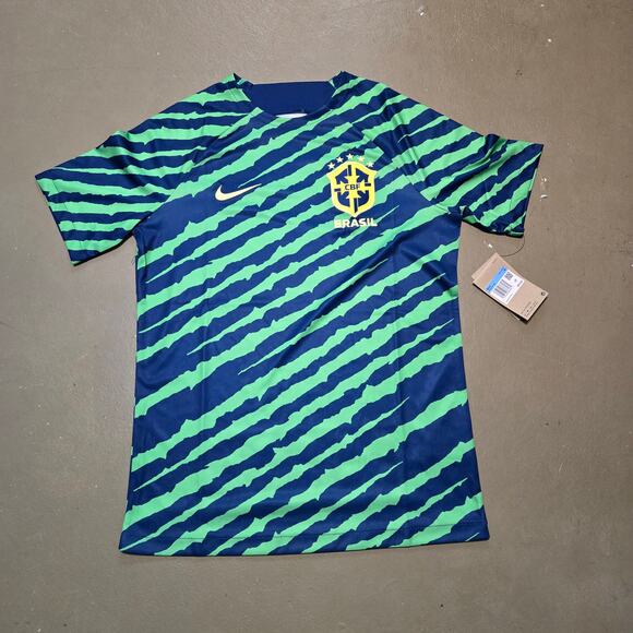 NWT‎ Nike Dri-Fit Brazil 2022-23 Pre Match Soccer Jersey Men's Size Medium - Picture 3 of 6